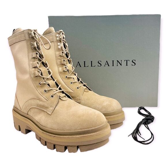NWT All Saints Canvas/Suede Beth Boot in “Sand” Size 10 - Picture 1 of 7